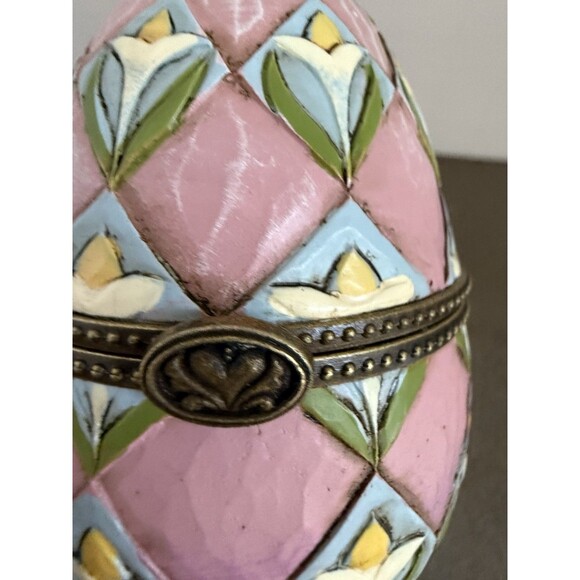 Jim Shore Springtime Surprise 2008 Heartwood Ck Egg Trinket Box Flowers 4013314 - Picture 2 of 5
